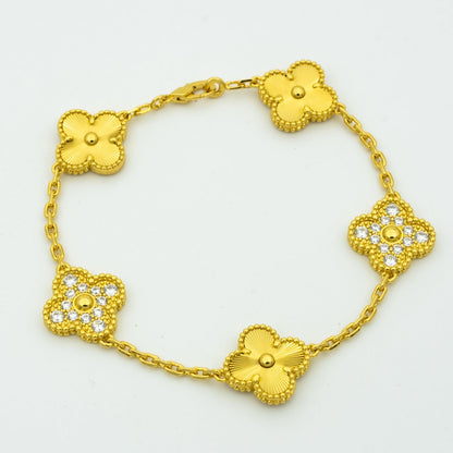 [Angela Jewellery]CLOVER BRACELET 5 MOTIFS GOLD DIAMOND