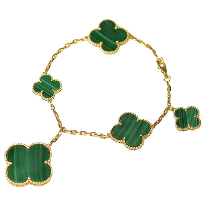 [Angela Jewellery]MAGIC CLOVER MALACHITE GOLD BRACELET 5 MOTIFS