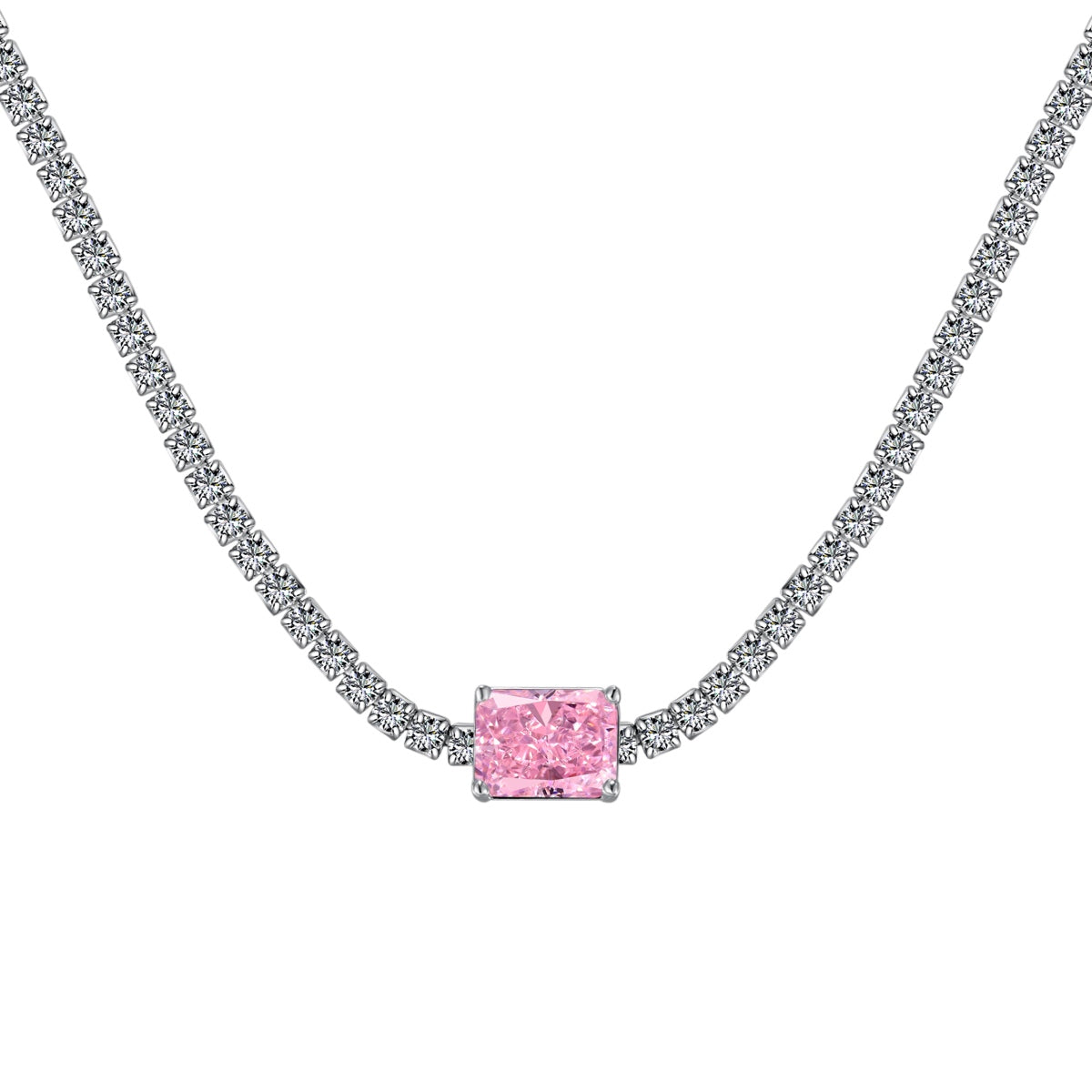 Angela Jewelry]2.0 carat Ornate Emerald Cut Necklace