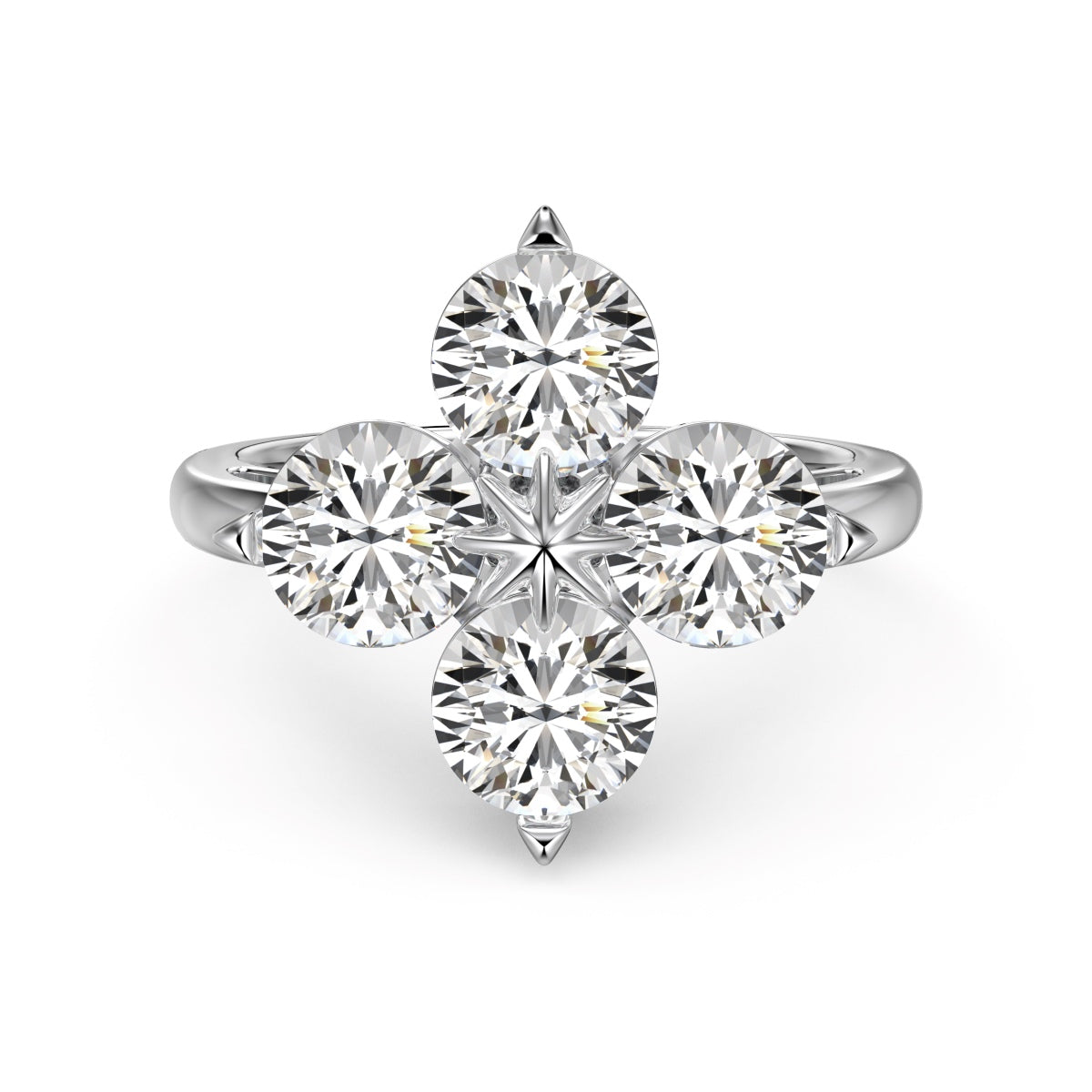 Angela Jewelry]Four-Leaf Clover Eight-Pointed Star Ring