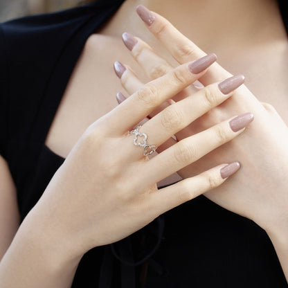 Angela Jewelry]Hollow Design Four-Leaf Clover Flower Shape Ring