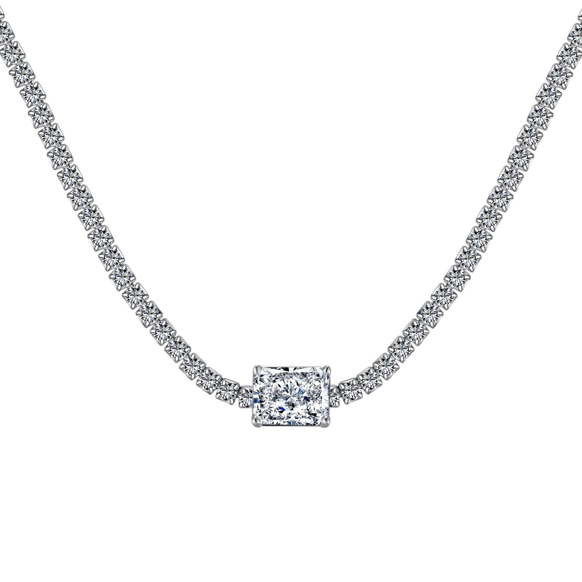Angela Jewelry]2.0 carat Ornate Emerald Cut Necklace