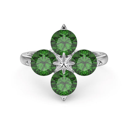 Angela Jewelry]Four-Leaf Clover Eight-Pointed Star Ring