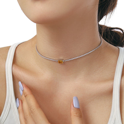 Angela Jewelry]2.0 carat Ornate Emerald Cut Necklace