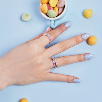 Angela Jewelry]Dainty Kaleidoscopic Emerald Cut Daily Ring