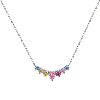 Angela Jewelry]Dainty Colorful Heart Necklace