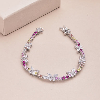 Angela Jewelry]Ornate Colorful Butterfly Shape Round Cut Daily Bracelet