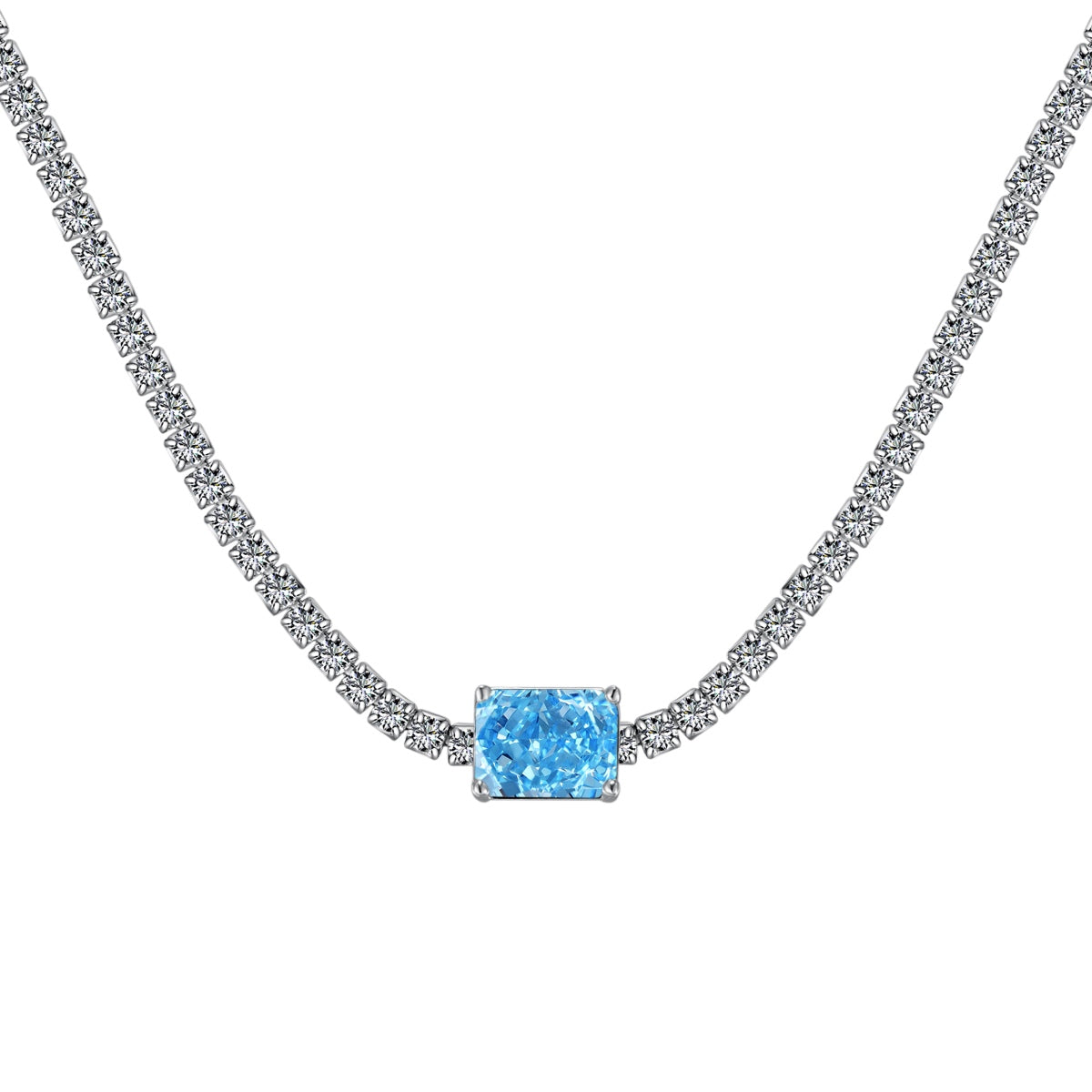 Angela Jewelry]2.0 carat Ornate Emerald Cut Necklace