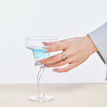 Angela Jewelry]Luxurious Colorful Flower Shape Banquet Ring