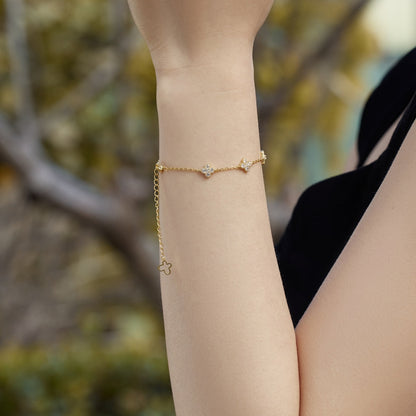 [Angela Jewelry]Four-Leaf Clover Hollow Butterfly Bracelet