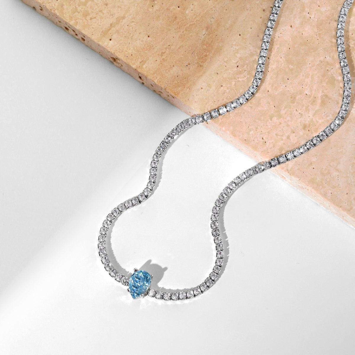 Angela Jewelry]1.0 carat Unique Pear Cut Tennis Necklace