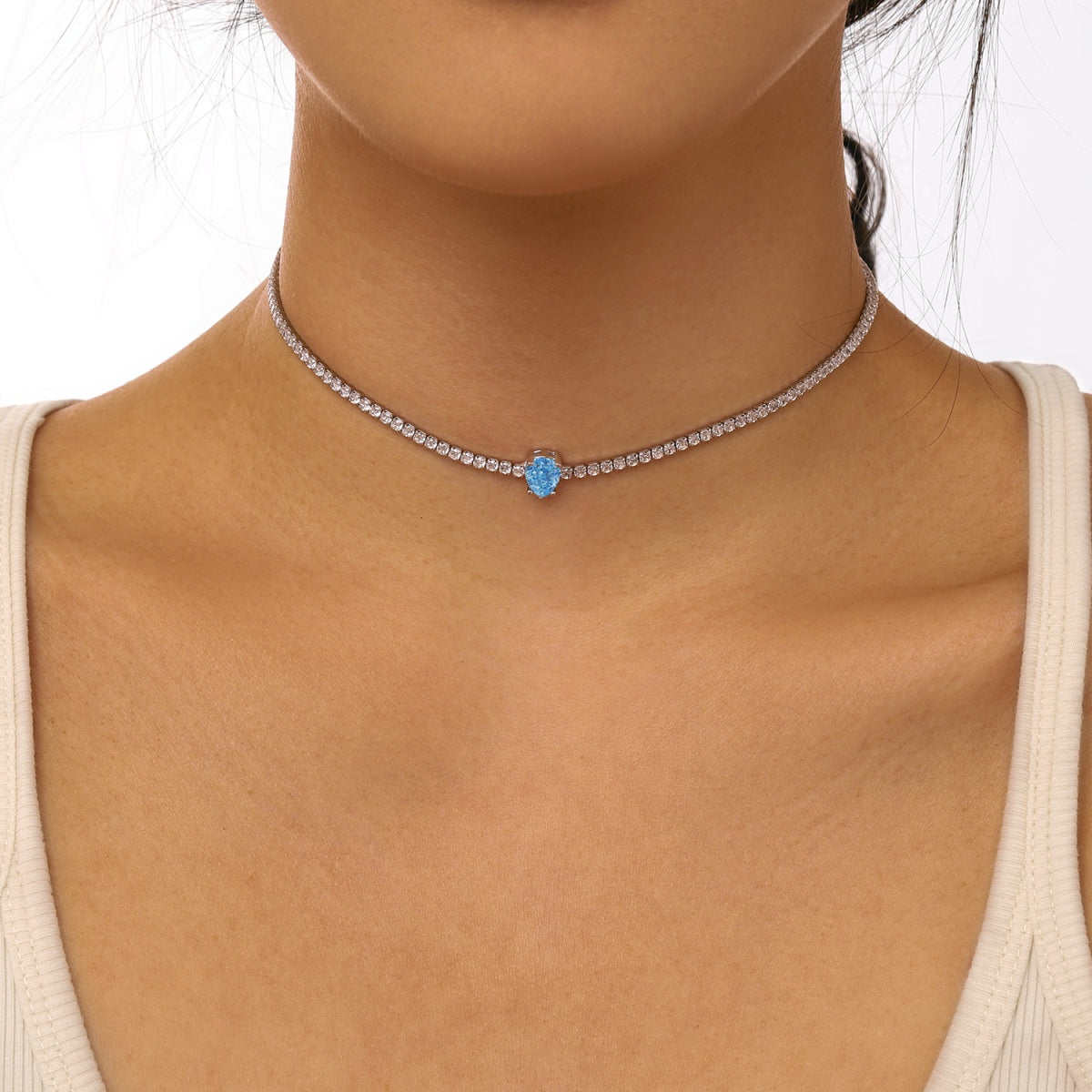 Angela Jewelry]1.0 carat Unique Pear Cut Tennis Necklace