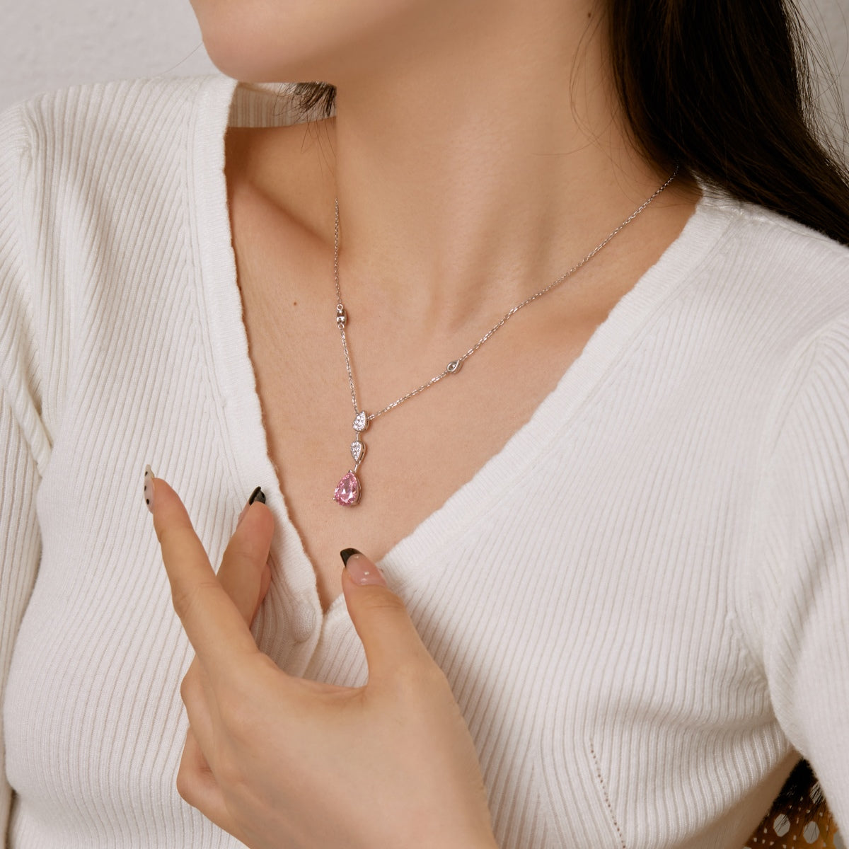 Angela Jewelry]Dazzling Pear Cut Necklace