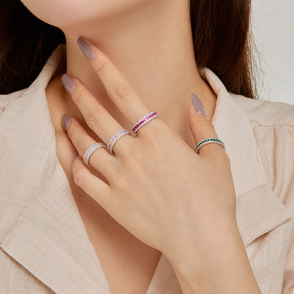Angela Jewelry]Delicate Colorful Round Cut Daily Ring