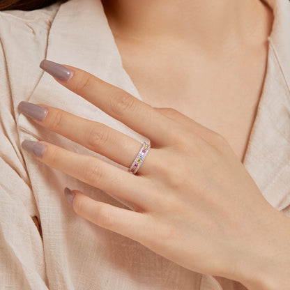 Angela Jewelry]Delicate Colorful Round Cut Daily Ring