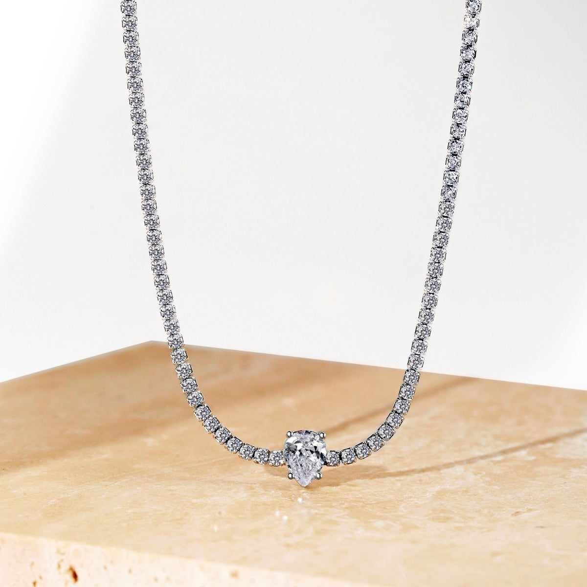 Angela Jewelry]1.0 carat Unique Pear Cut Tennis Necklace