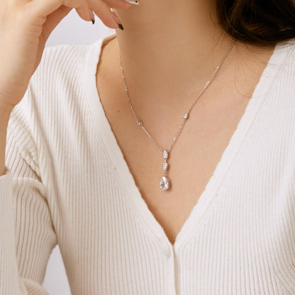Angela Jewelry]Dazzling Pear Cut Necklace