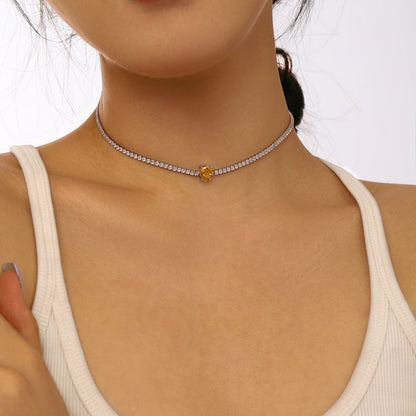 Angela Jewelry]1.0 carat Unique Pear Cut Tennis Necklace