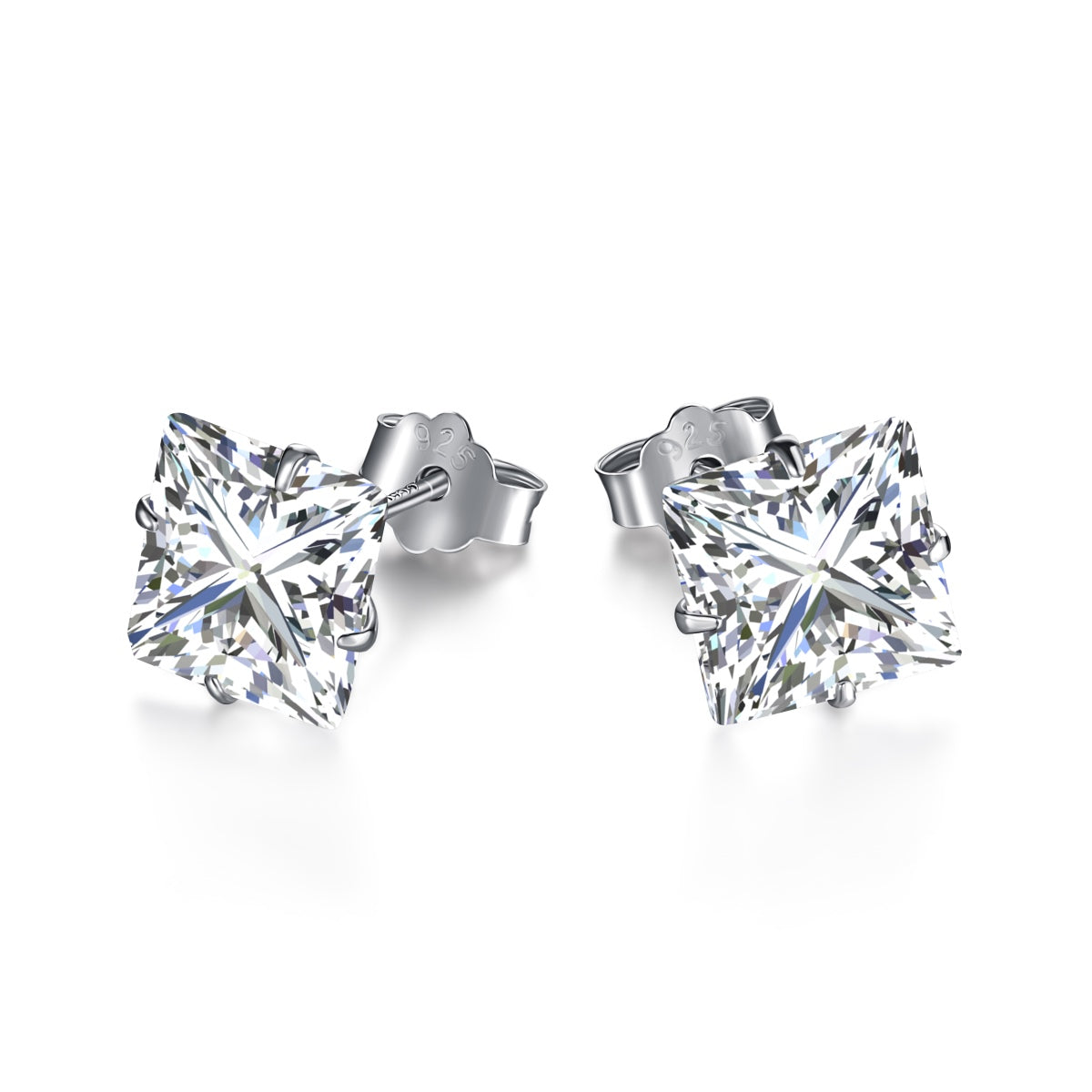 Angela Jewelry]Stylish Shiny Square Center Stone Stud Earrings