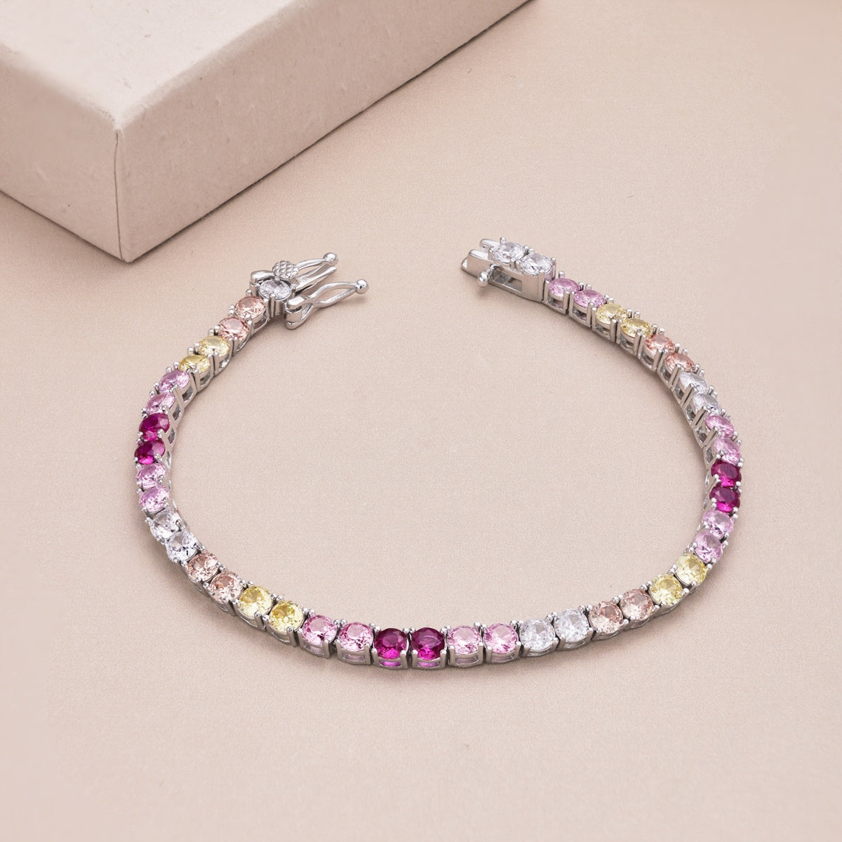 Angela Jewelry]Radiant Colorful Round Cut Tennis Bracelet
