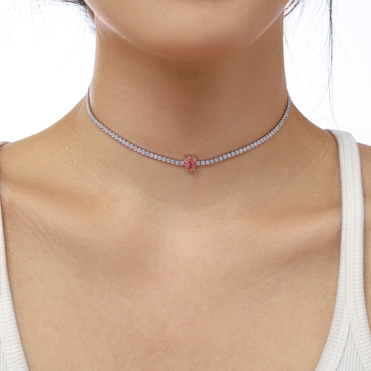 Angela Jewelry]1.0 carat Unique Pear Cut Tennis Necklace