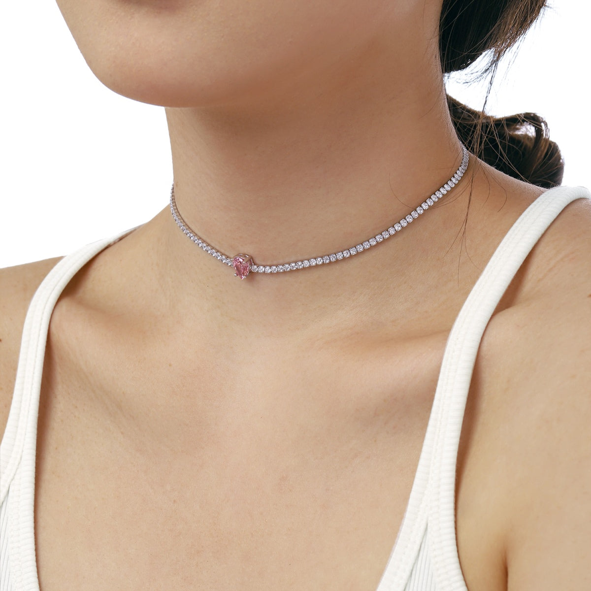 Angela Jewelry]1.0 carat Unique Pear Cut Tennis Necklace