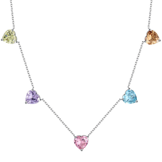 Angela Jewelry]Sparkling Colorful Heart Cut Necklace