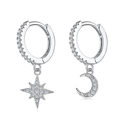 Angela Jewelry]Star and Moon Asymmetric Earrings