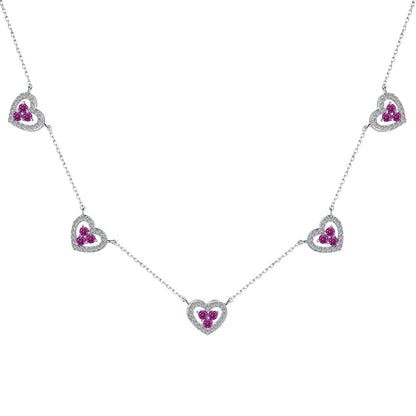 Angela Jewelry]Sparkling Five Heart Necklace