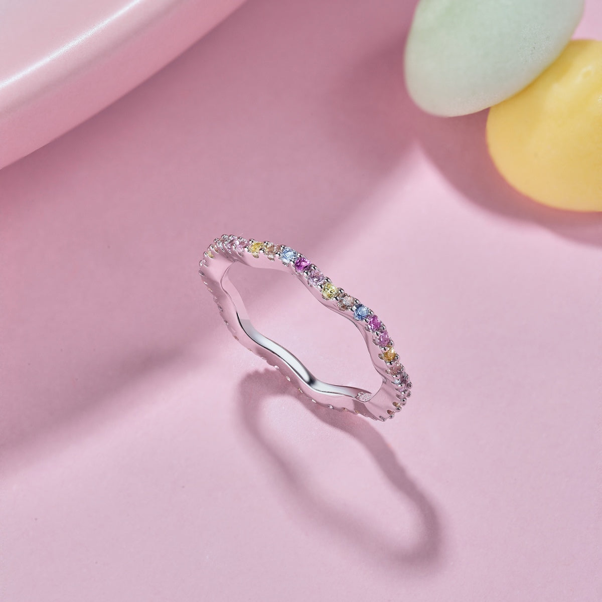 Angela Jewelry]Dainty Colorful Round Cut Party Ring