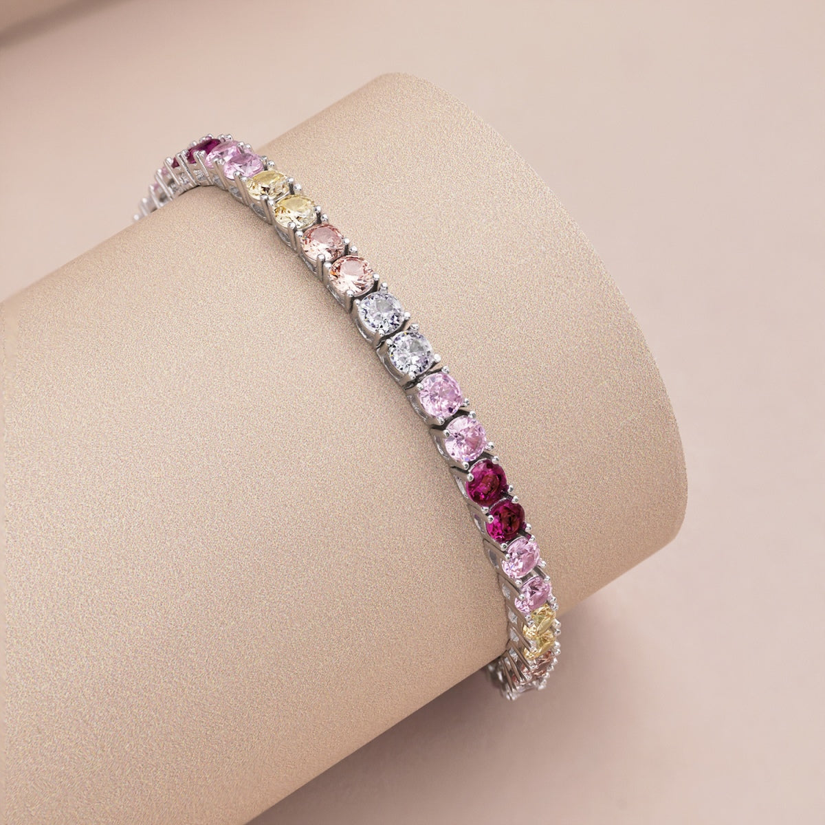 Angela Jewelry]Radiant Colorful Round Cut Tennis Bracelet