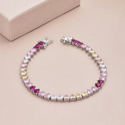 Angela Jewelry]Luxurious Colorful Romantic Heart Shape Lover Bracelet