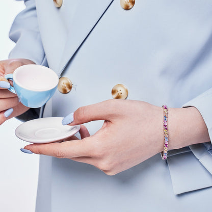 Angela Jewelry]Ornate Sparkling Multi Cut Party Bracelet