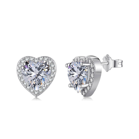 Angela Jewelry]Sparkling Heart Shape Lover Earrings