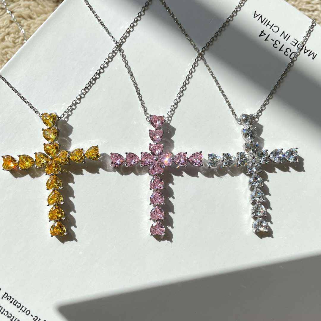 Angela Jewelry]Radiant Cross Shape Necklace