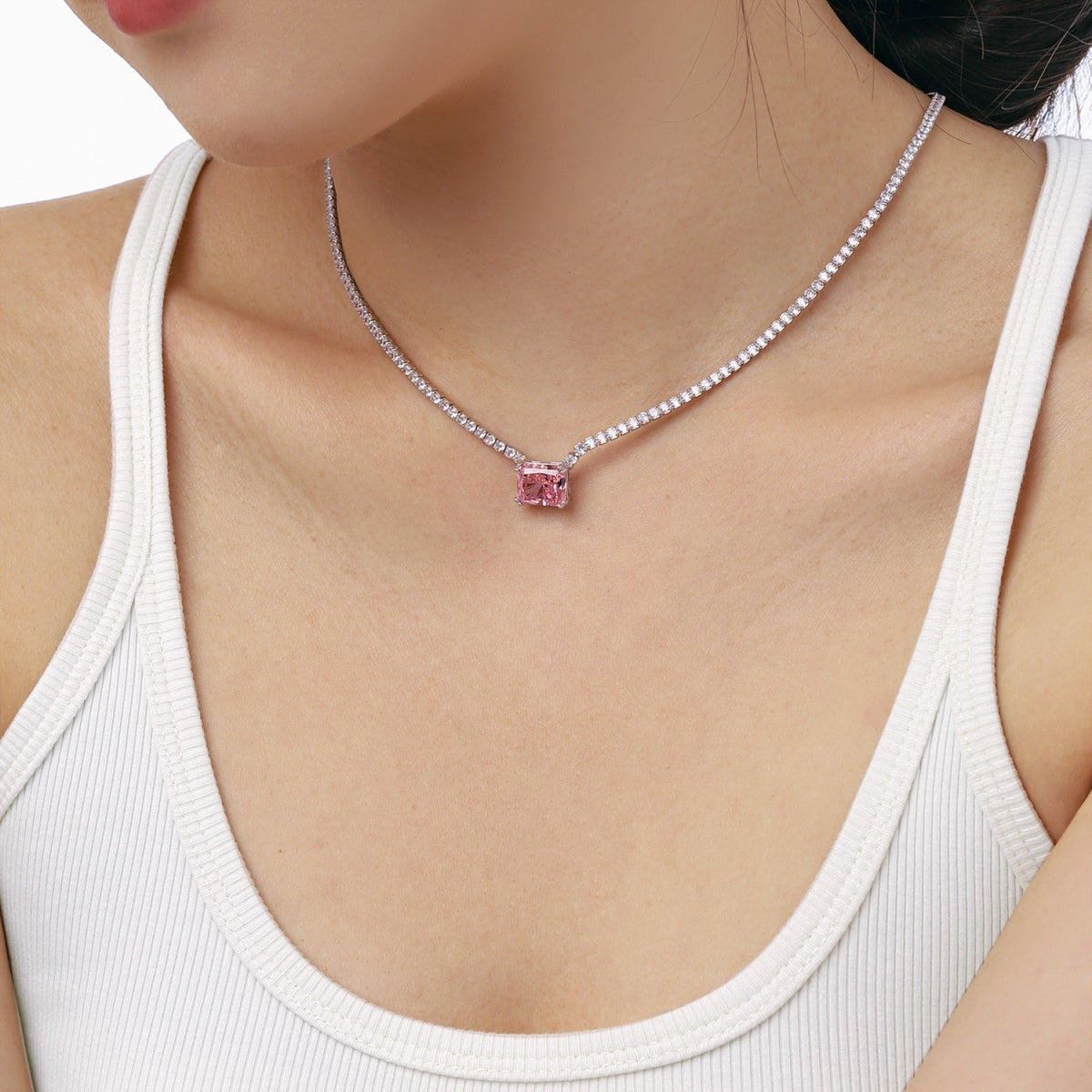 Angela Jewelry]4.0 Carat Elegant Radiant Cut Necklace