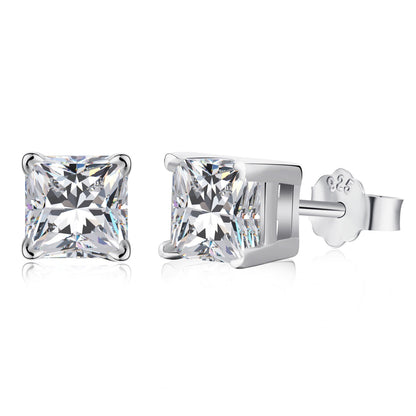 Angela Jewelry]1.0 Carat Radiant Princess Cut Wedding Earrings