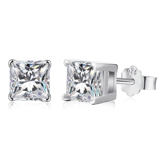 Angela Jewelry]1.0 Carat Radiant Princess Cut Wedding Earrings