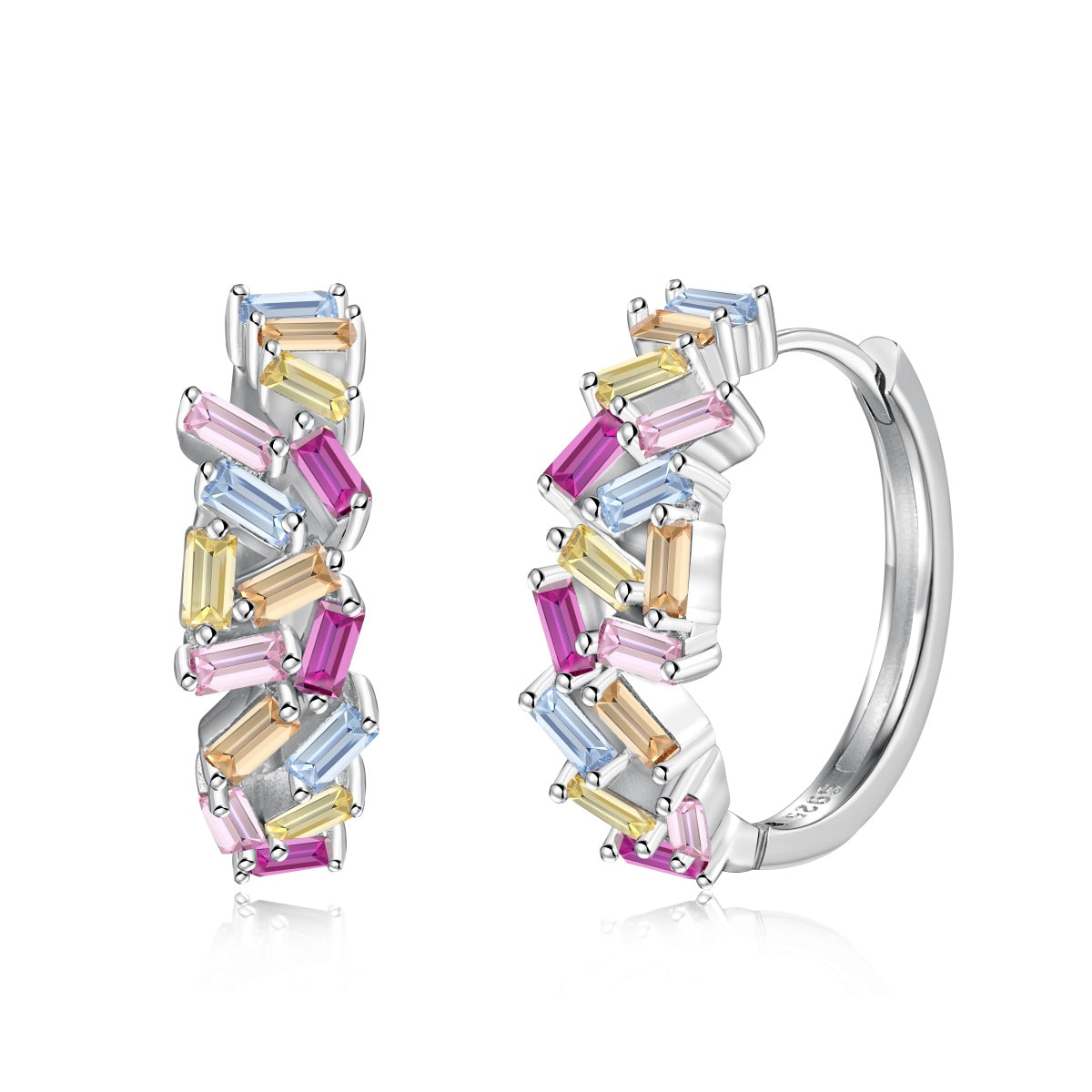 Angela Jewelry]Dazzling Colorful Emerald Cut Daily Earrings