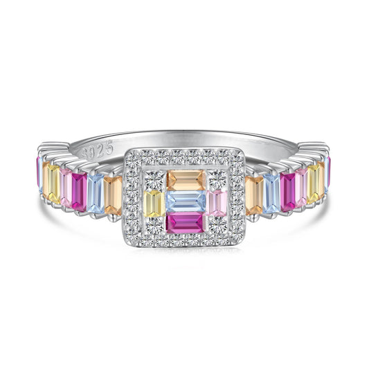 Angela Jewelry]Exquisite Colorful Radiant Cut Party Ring