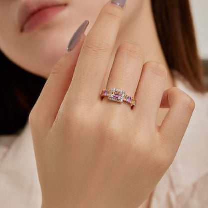 Angela Jewelry]Exquisite Colorful Radiant Cut Party Ring