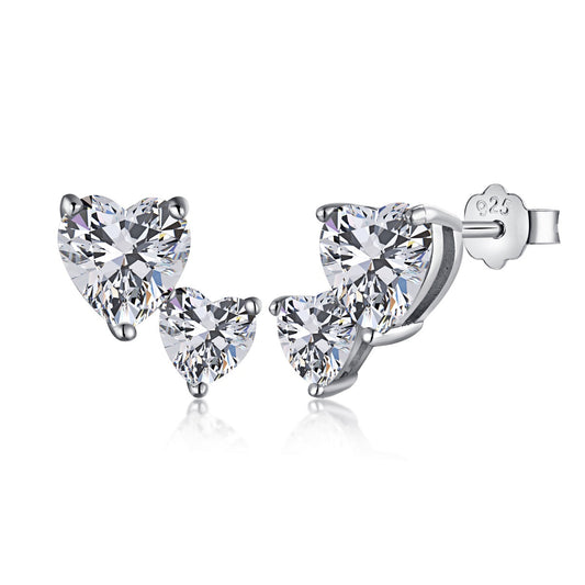 Angela Jewelry]Double Heart-Shape Classic Princess Style Earrings