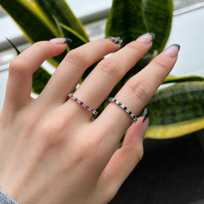 Angela Jewelry]Exquisite Colorful Round Cut Tennis Ring