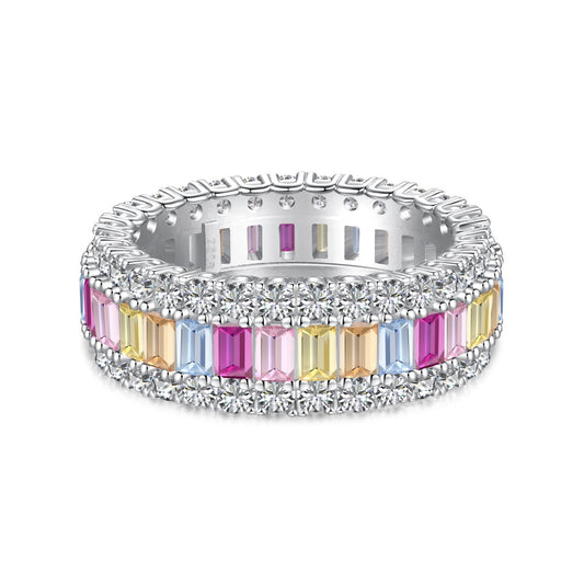 Angela Jewelry]Dainty Colorful Radiant Cut Daily Ring