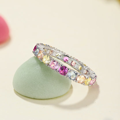 Angela Jewelry]Dazzling Lustrous Round Cut Tennis Ring