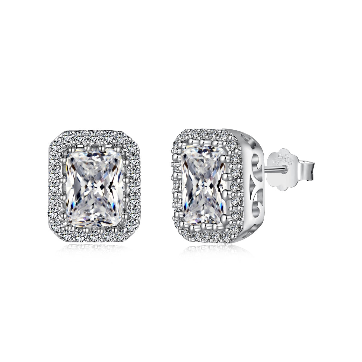 Angela Jewelry]1.0 Carat Luxurious Dainty Emerald Cut Daily Earrings