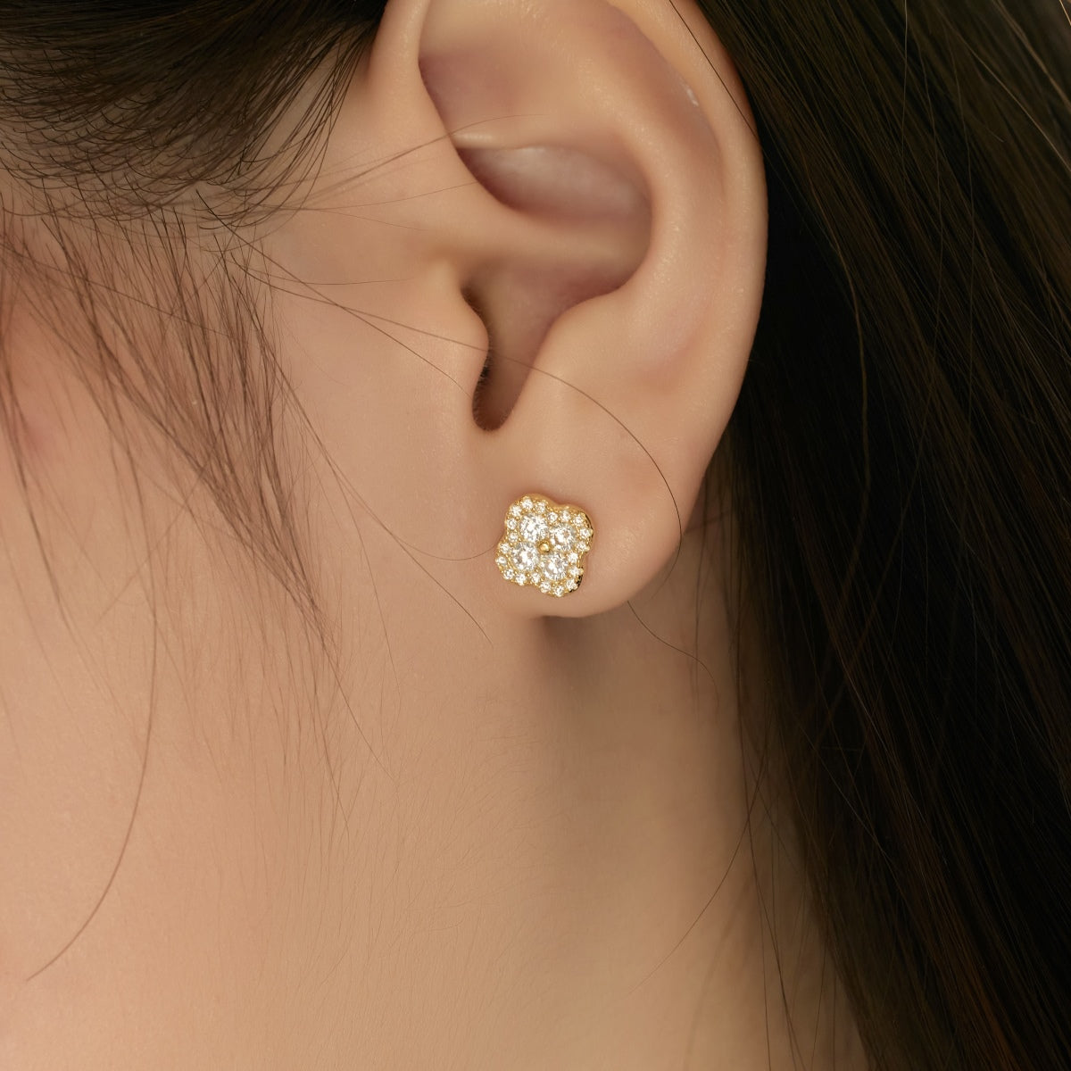 Angela Jewelry]Four-Leaf Clover Flower Shaped Earrings