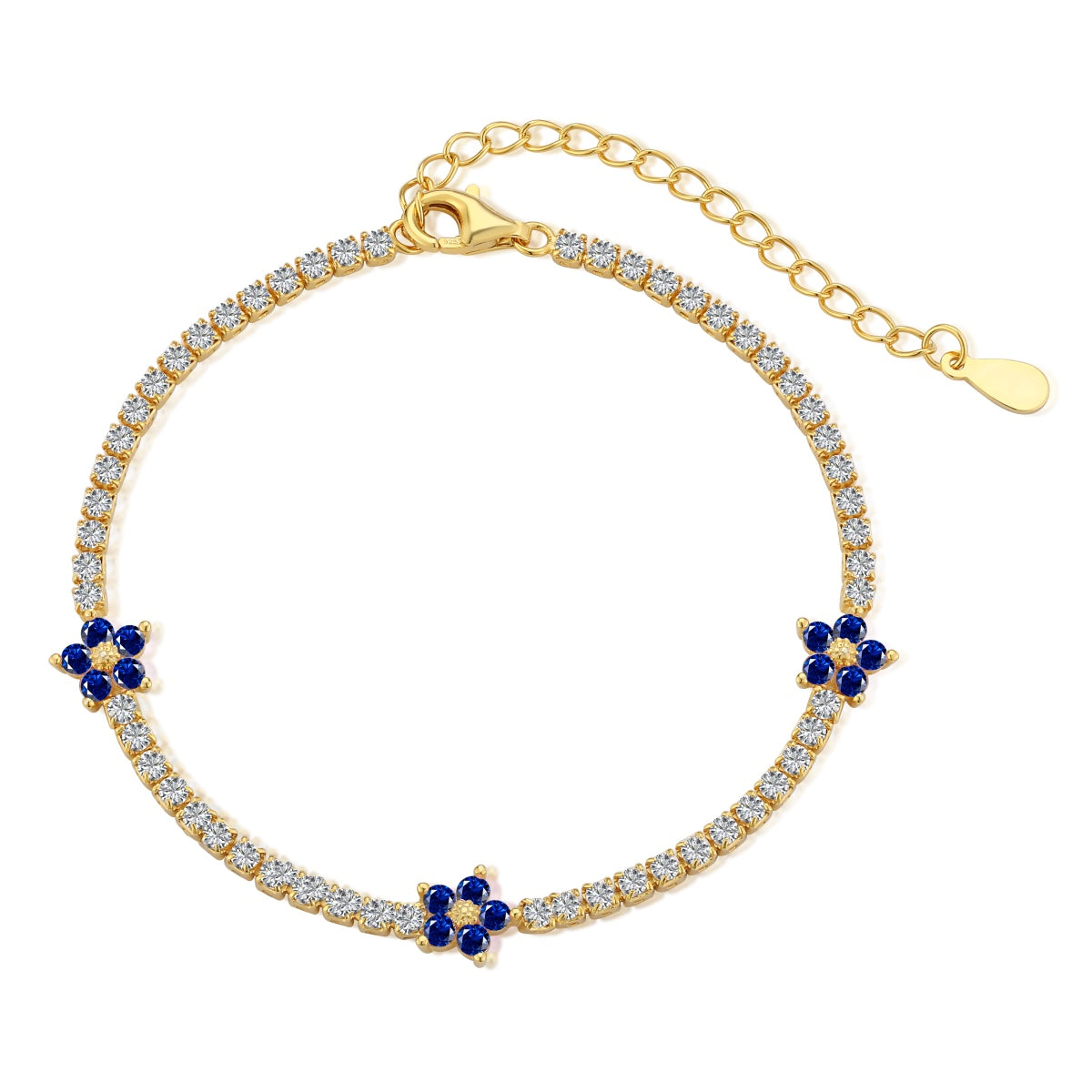 Angela Jewelry]Sparkling Flower Shape Tennis Bracelet