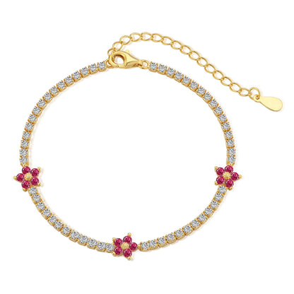 Angela Jewelry]Sparkling Flower Shape Tennis Bracelet