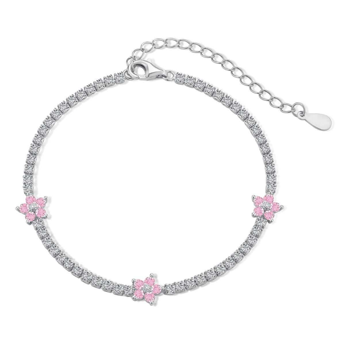 Angela Jewelry]Sparkling Flower Shape Tennis Bracelet